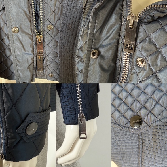 Authentic Burberry London Navy Blue Collared Quilted Jacket 42 8 - Picture 6 of 9